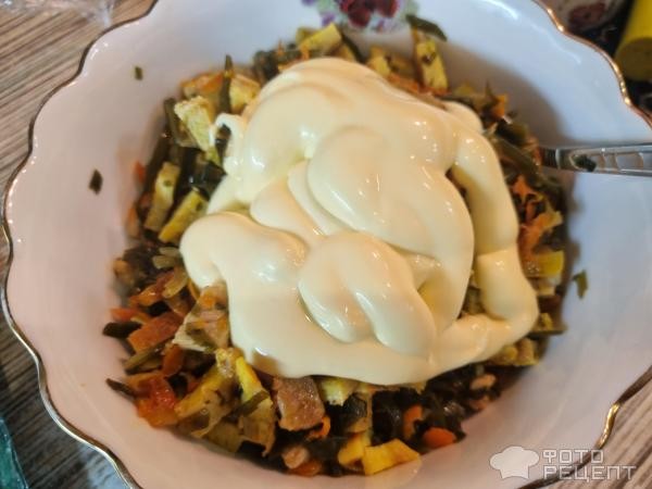 Рецепт: Салат из морской капусты "Японский" - С мясом и омлетом.